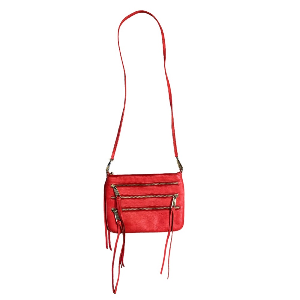 REBECCA MINKOFF CORAL LEATHER TRIPLE ZIPPER CROSSBODY SHOULDER BAG - Picture 3 of 12